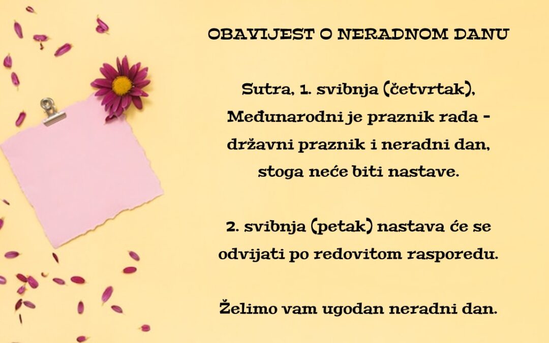 1. svibnja – neradni dan